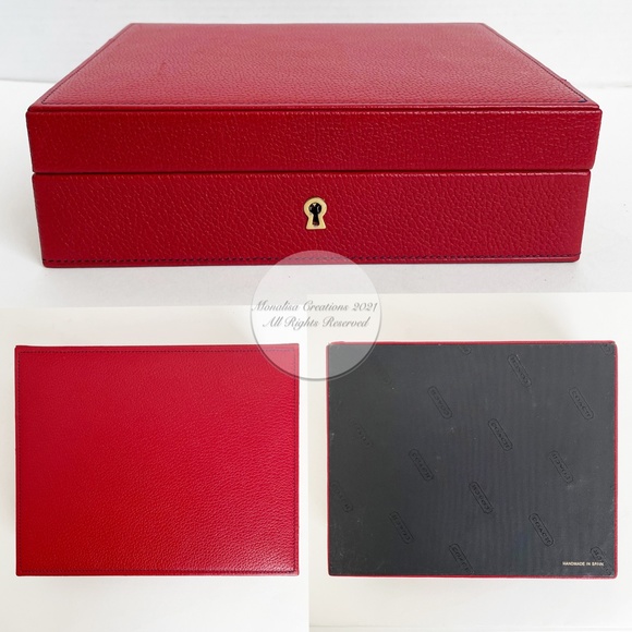 Coach Jewelry Box Red Leather Trinket Case Valet Vintage 90s Rare SLG HTF - Picture 4 of 10